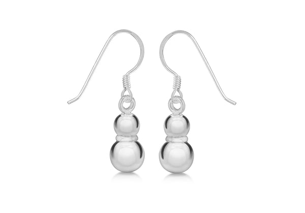 Sterling Silver Two Ball Drop Earrings