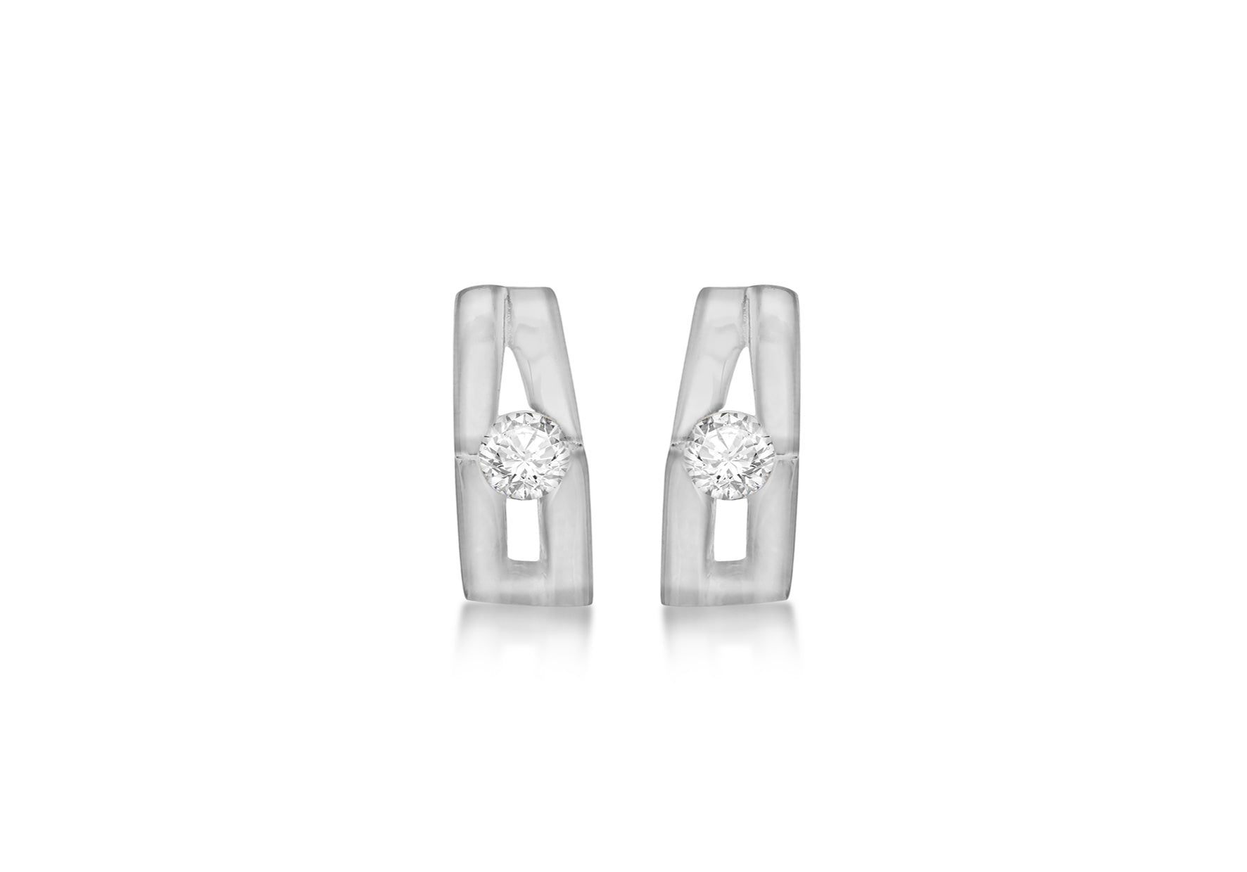 SILVER Zirconia  SPLIT STUD EARRing