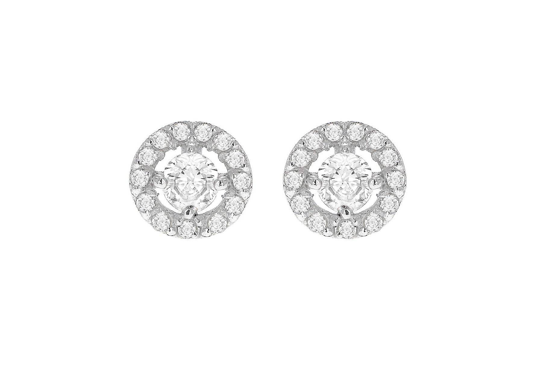 Sterling Silver Round Zirconia  8mm Stud Earrings