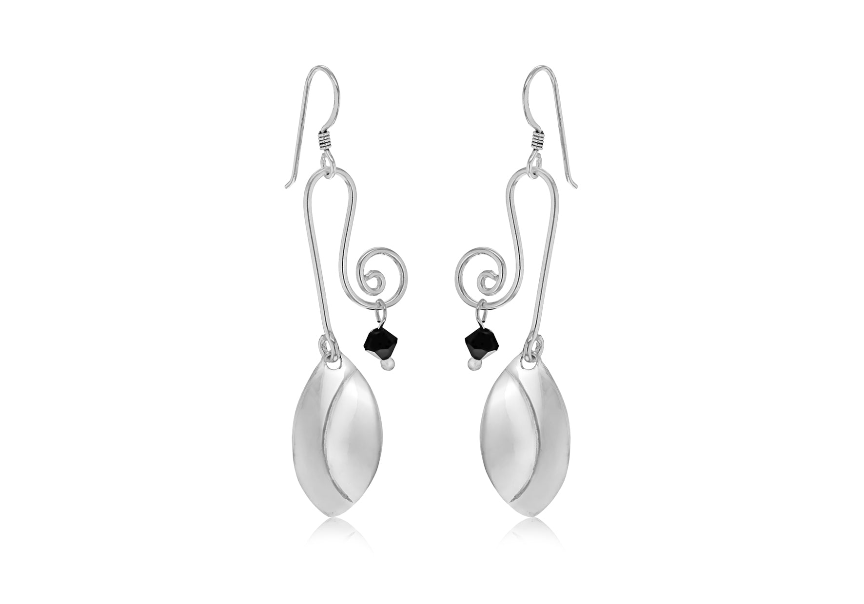 Sterling Silver & Black Onyx Tear SwCircler Earrings