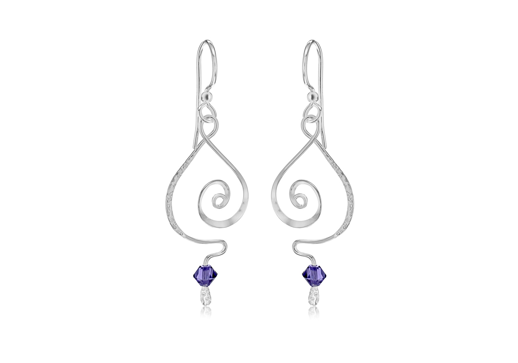 Sterling Silver Tanzanite Crystal Drop Earrings