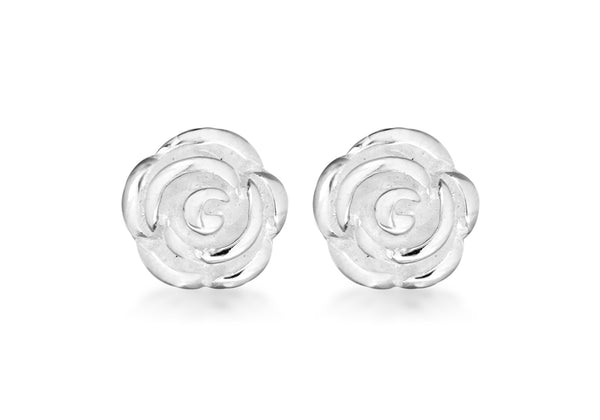 Sterling Silver 8mm Rose Stud Earrings