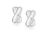 Sterling Silver Rhodium Plated Diamond Kiss Stud Earrings