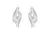 Sterling Silver Rhodium Plated 0.02t Diamond 5mm x 15mm Crossover Stud Earrings