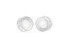 Sterling Silver Pearl and Zirconia  13.6mm x 13mm Stud Earrings