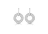 Sterling Silver White Stone Set Circle Drop Stud Earrings