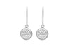 Sterling Silver Rhodium Plated Pave Set Zirconia  Disc Drop Earrings