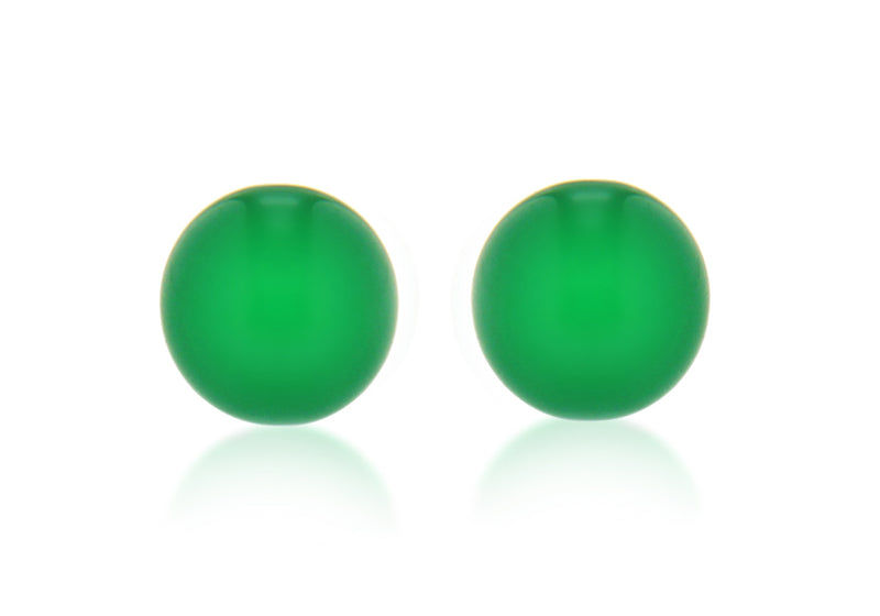 Sterling Silver Dark Green Crystal Bead Ball Stud Earrings 