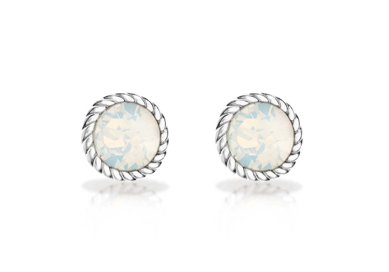 Sterling Silver Opal October Birthstone Stud Earrings