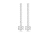 Sterling Silver Rhodium Plated Zirconia  Stone Set Flower Drop Earrings
