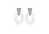 White Ceramic Sterling Silver Zirconia  Stone Set Earrings