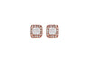 Sterling Silver Rose Gold Plated Zirconia Square Stud Earrings