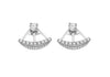 Sterling Silver Rhodium Plated Zirconia  Set Ribbed Jack Earrings