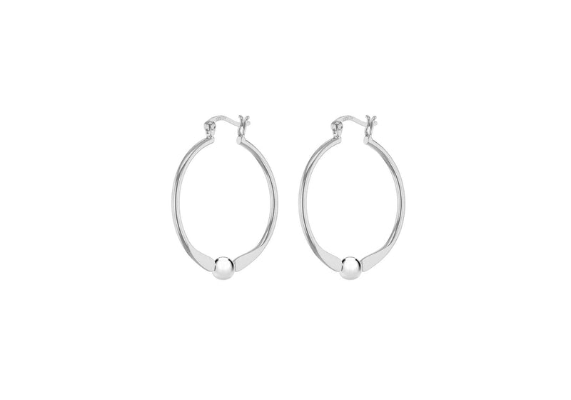 Sterling Silver Oval Ball Hoop Earrings