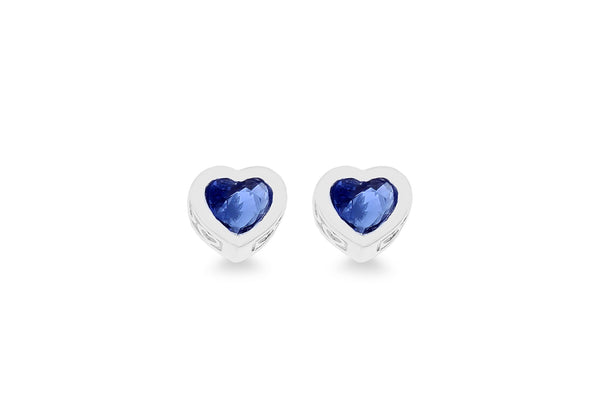 Sterling Silver Blue Zirconia Heart Stud Earrings