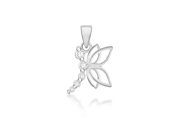 Sterling Silver Zirconia  Dragonfly Pendant