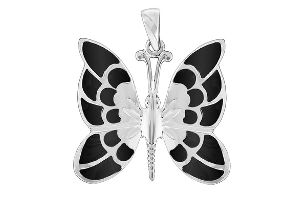 Sterling Silver Black Butterfly Pendant