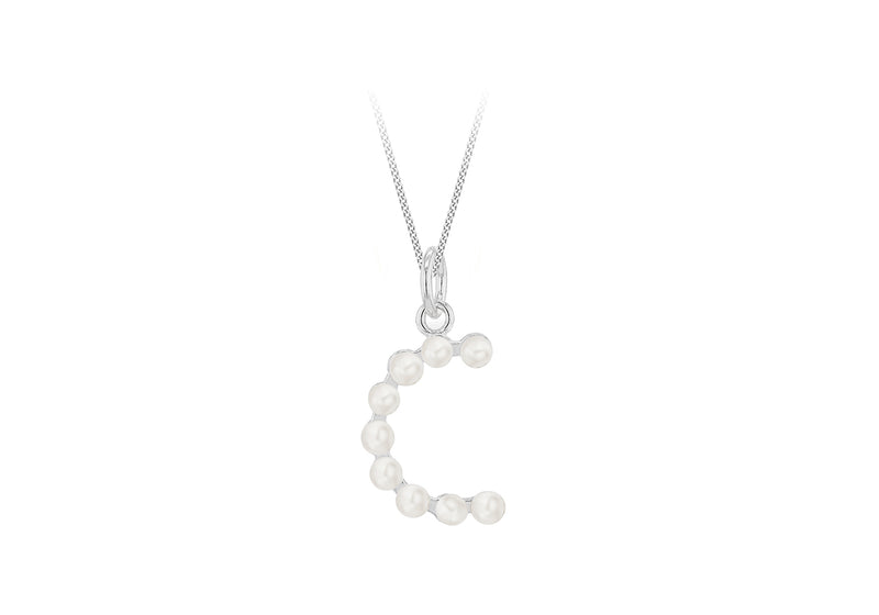 Sterling Silver Freshwater Pearls Initials Pendant