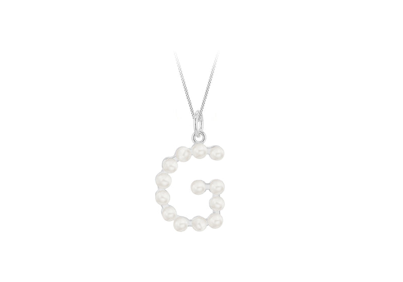 Sterling Silver Freshwater Pearls Initials Pendant