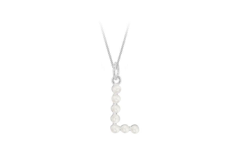 Sterling Silver Freshwater Pearls Initials Pendant