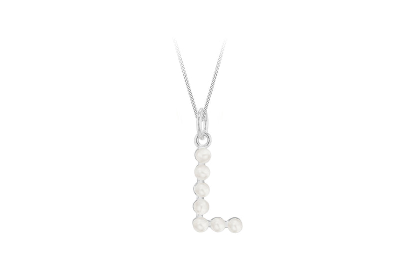 Sterling Silver Freshwater Pearls Initials Pendant