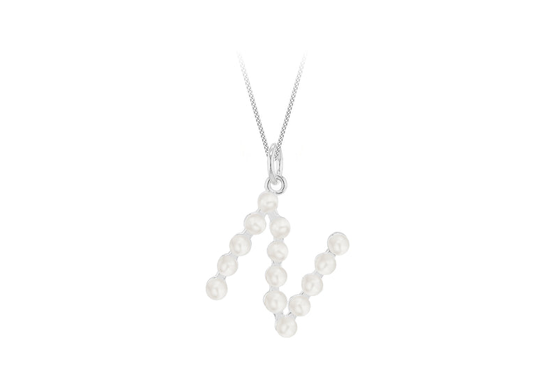 Sterling Silver Freshwater Pearls Initials Pendant