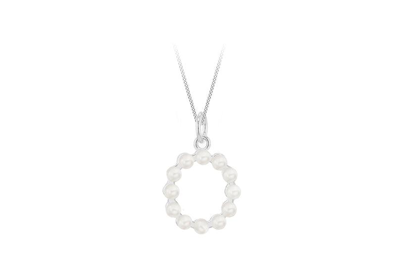 Sterling Silver Freshwater Pearls Initials Pendant