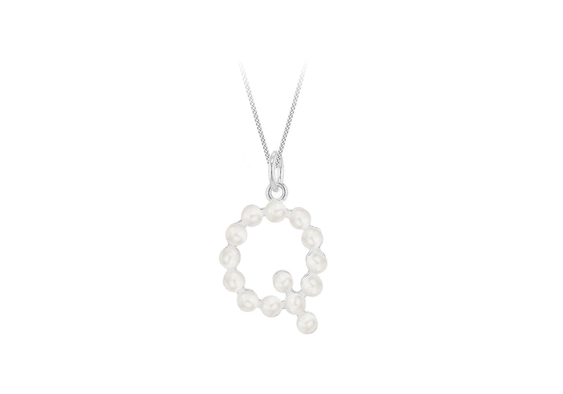 Sterling Silver Freshwater Pearls Initials Pendant