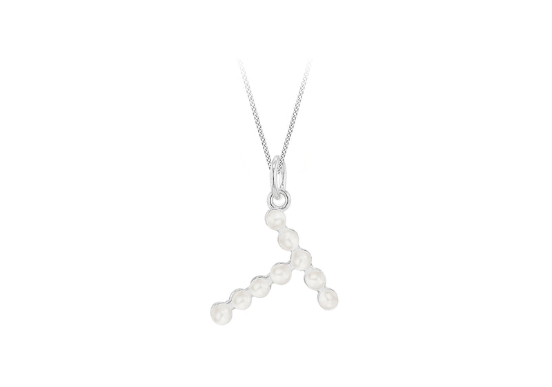 Sterling Silver Freshwater Pearls Initials Pendant