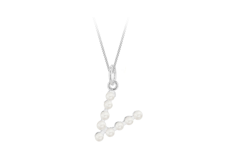 Sterling Silver Freshwater Pearls Initials Pendant