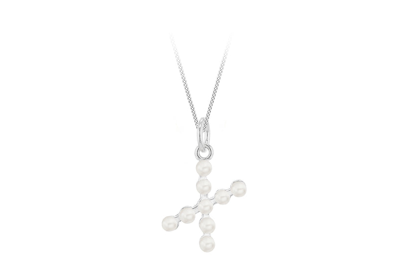 Sterling Silver Freshwater Pearls Initials Pendant