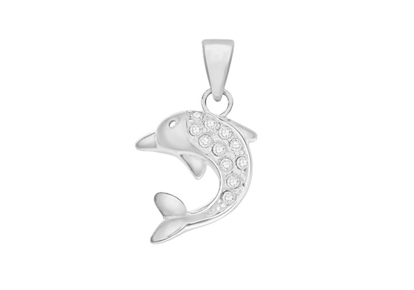 Sterling Silver Crystal Dolphin Pendant