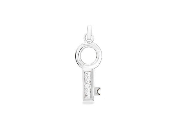 Sterling Silver Zirconia  Key Pendant