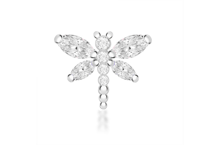Sterling Silver White Zirconia Dragonfly Pendant