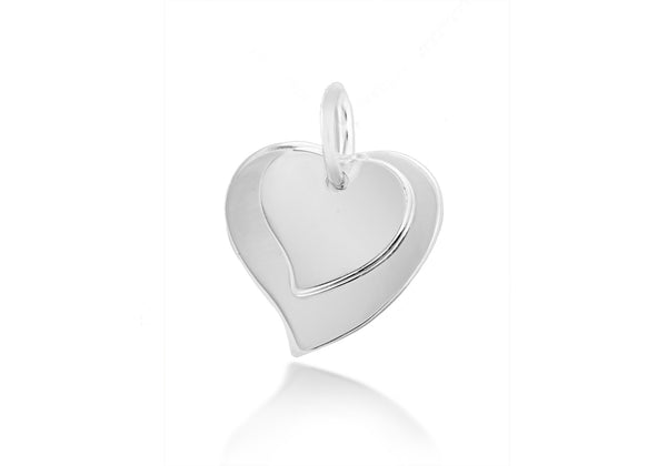 Sterling Silver 23mm x 29mm Double-Heart Pendant