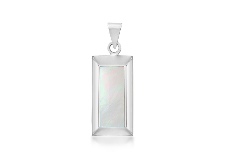 Sterling Silver Large Rectangular Mother of Pearl Pendant