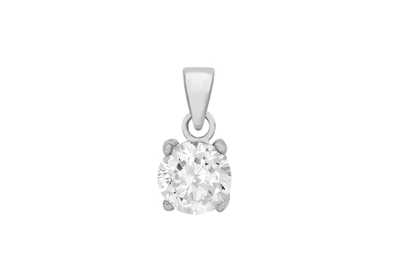 Sterling Silver Round Zirconia  7mm Pendant