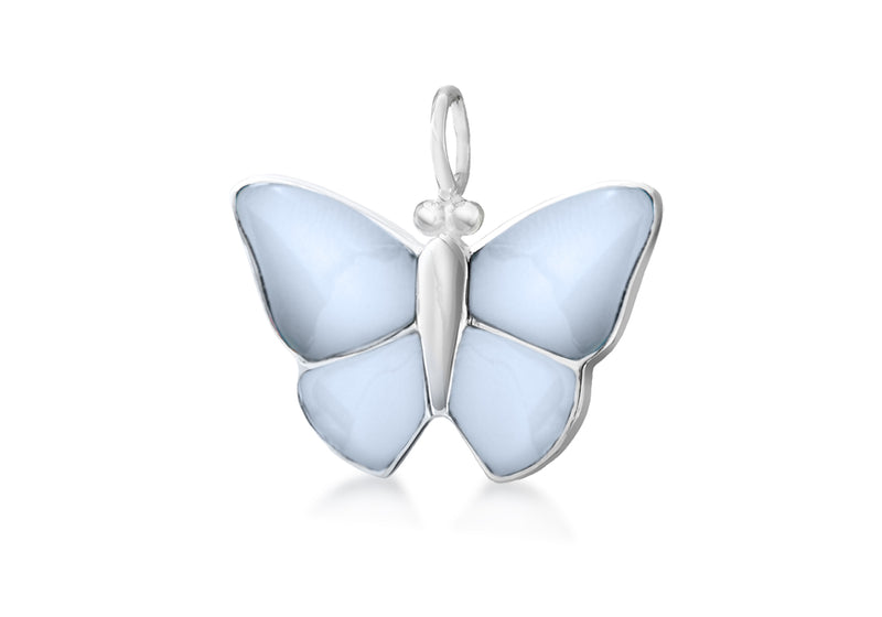 Sterling Silver Blue Mother of Pearl Butterfly Pendant