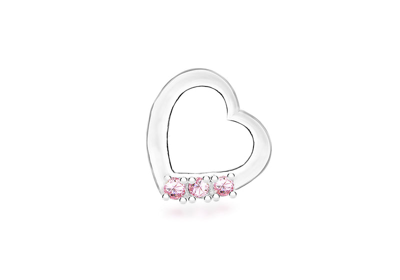 Sterling Silver Pink Zirconia  16mm x 15mm Floating Heart Pendant