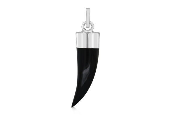 Sterling Silver Onyx Horn Pendant