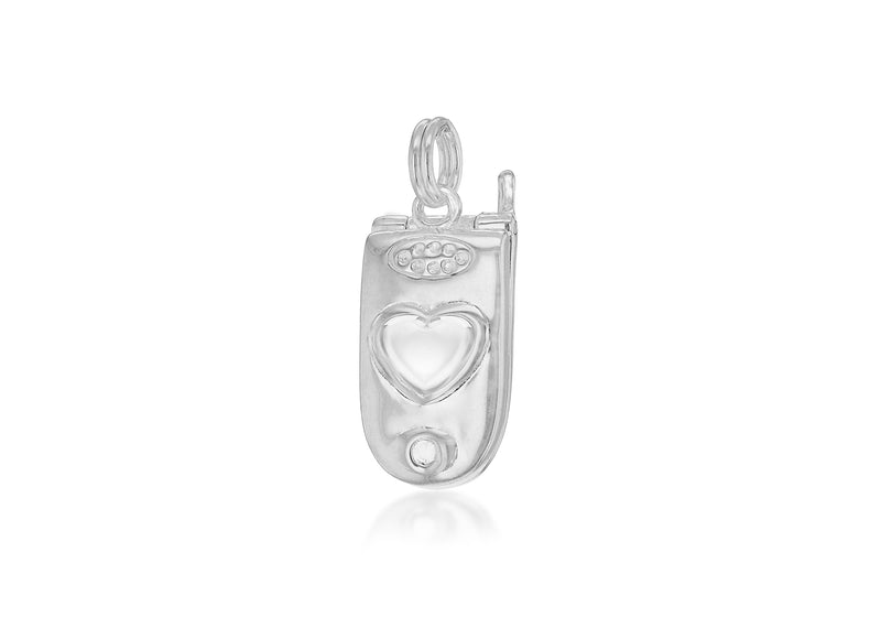 Sterling Silver Heart Mobile Phone Charm Pendant
