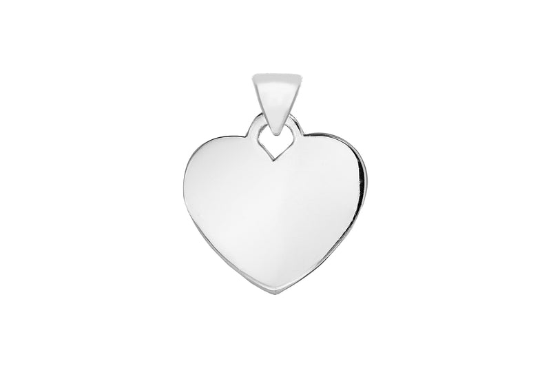 Sterling Silver Large Flat Heart Pendant