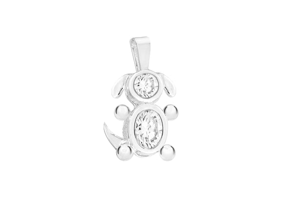 Sterling Silver Zirconia  Puppy Pendant