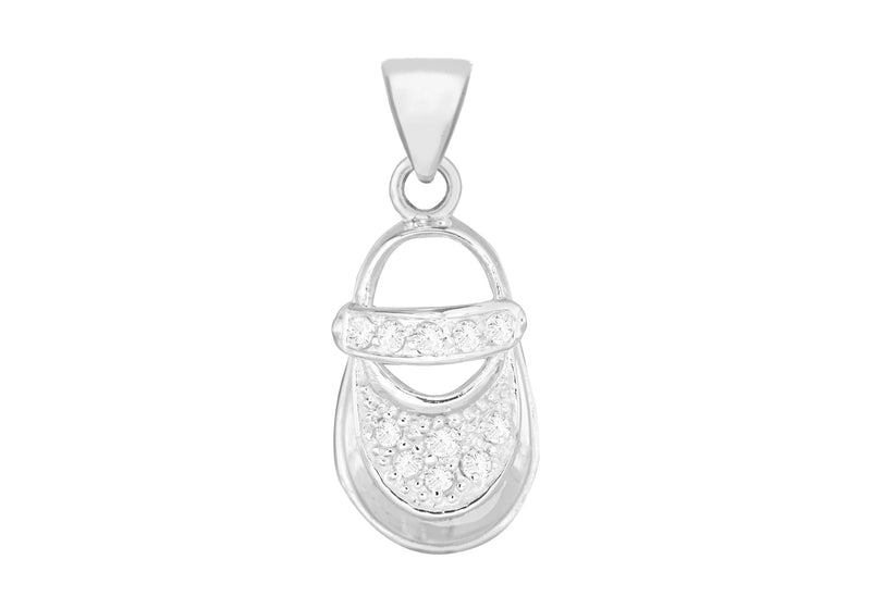 Sterling Silver Crystal Baby Shoe Pendant