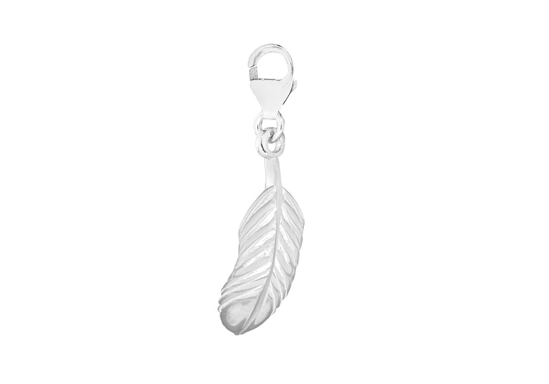 Sterling Silver Feather Lobster-Clasp Charm