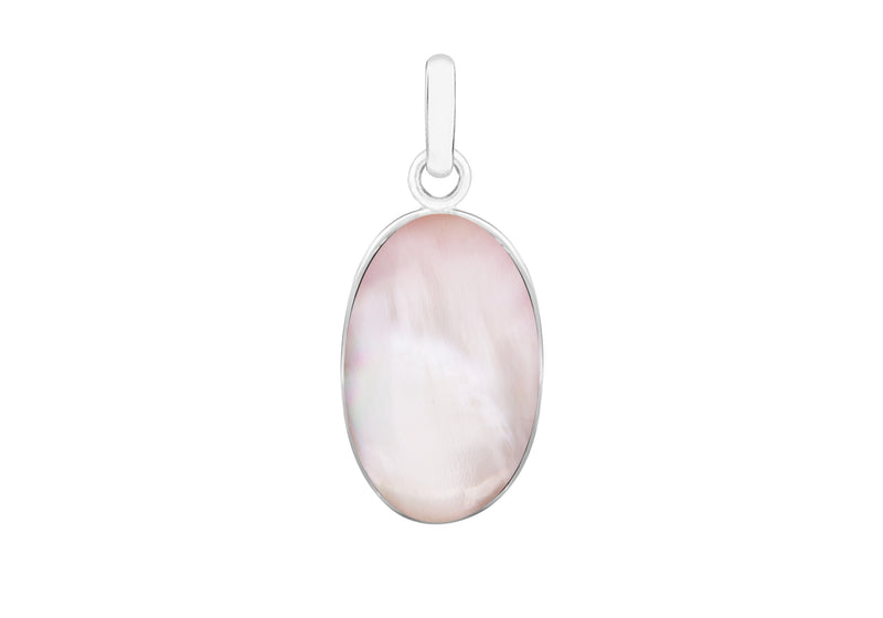 Sterling Silver Oval Pink Mother of Pearl Pendant