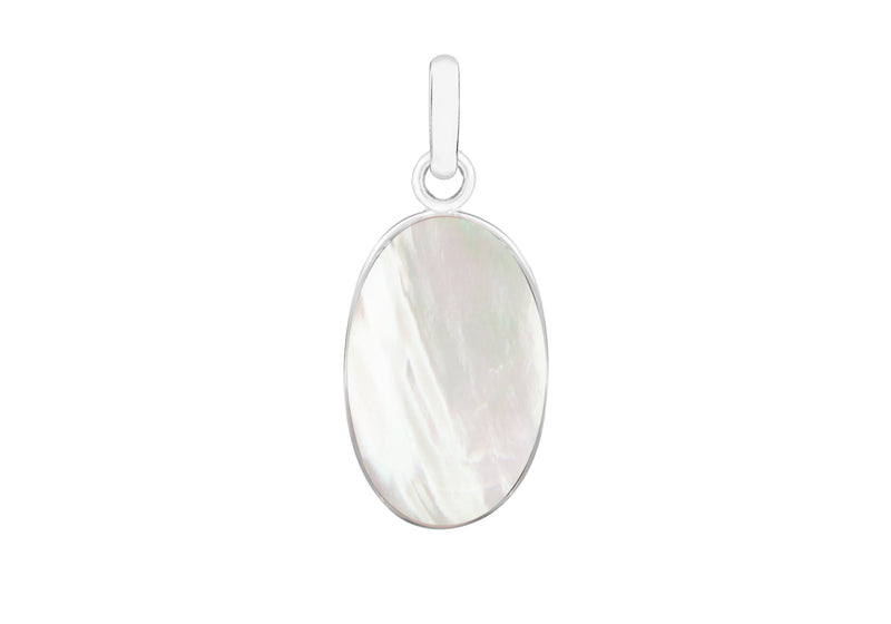 Sterling Silver Oval White Mother of Pearl Pendant