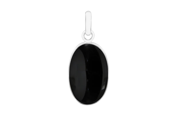 Sterling Silver Oval Onyx Pendant