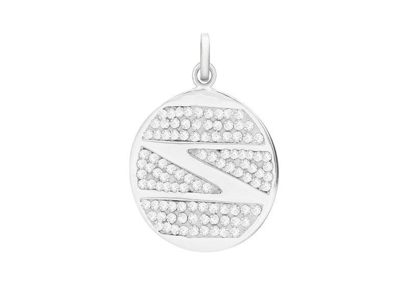 Sterling Silver Zirconia  Round Pendant