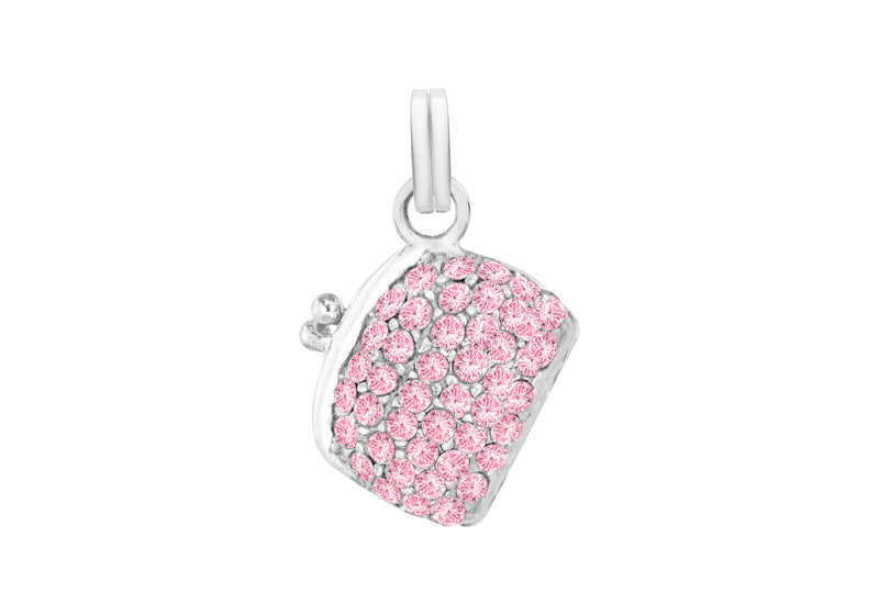 Sterling Silver Pink Zirconia  Handbag Pendant